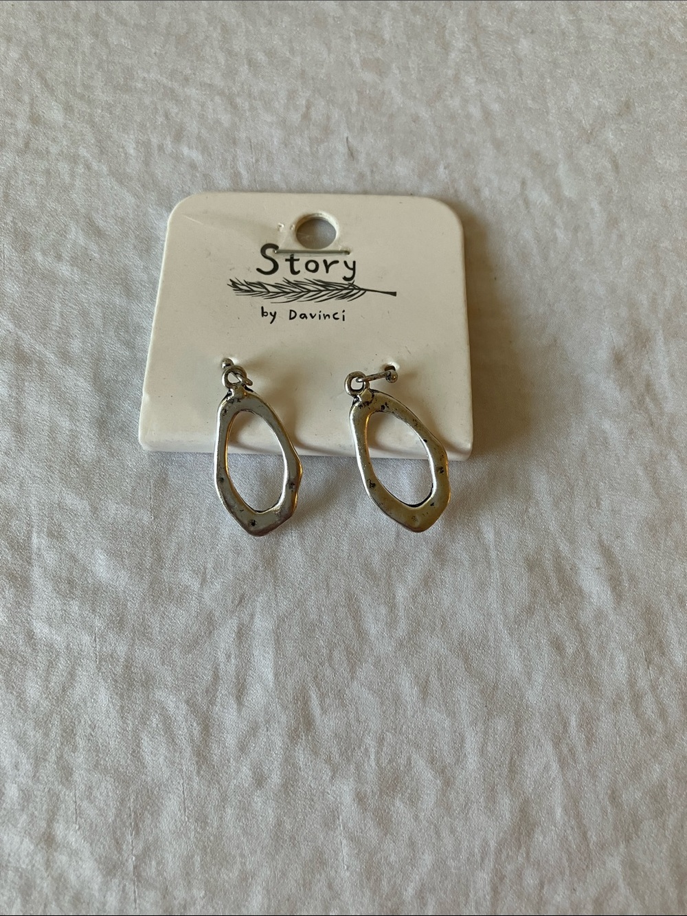 Story by Davinci: Silver Tone Organic Loop Drop Earrings